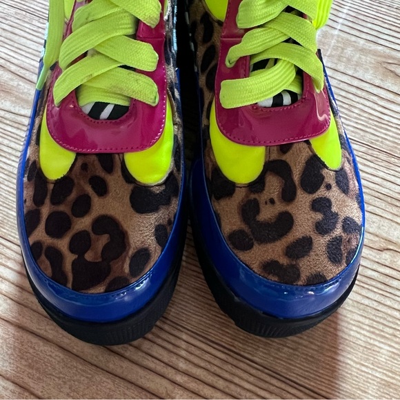 Combat boot in neon yellow, pink and leopard and zebra print EGO Commander boot - Picture 9 of 10